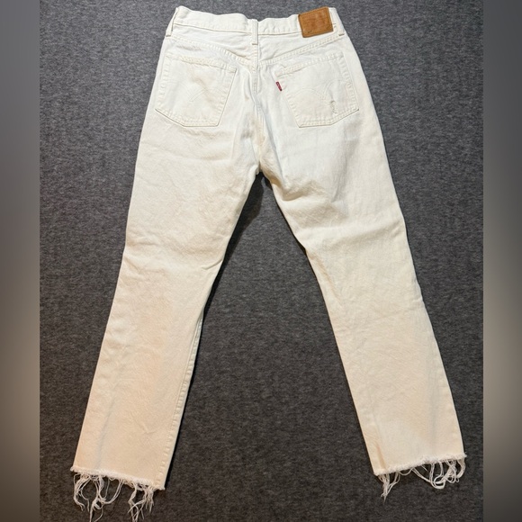 Levis 501 white jeans womens 29x28 High Rise ripped distressed button fly cotton - Picture 4 of 14